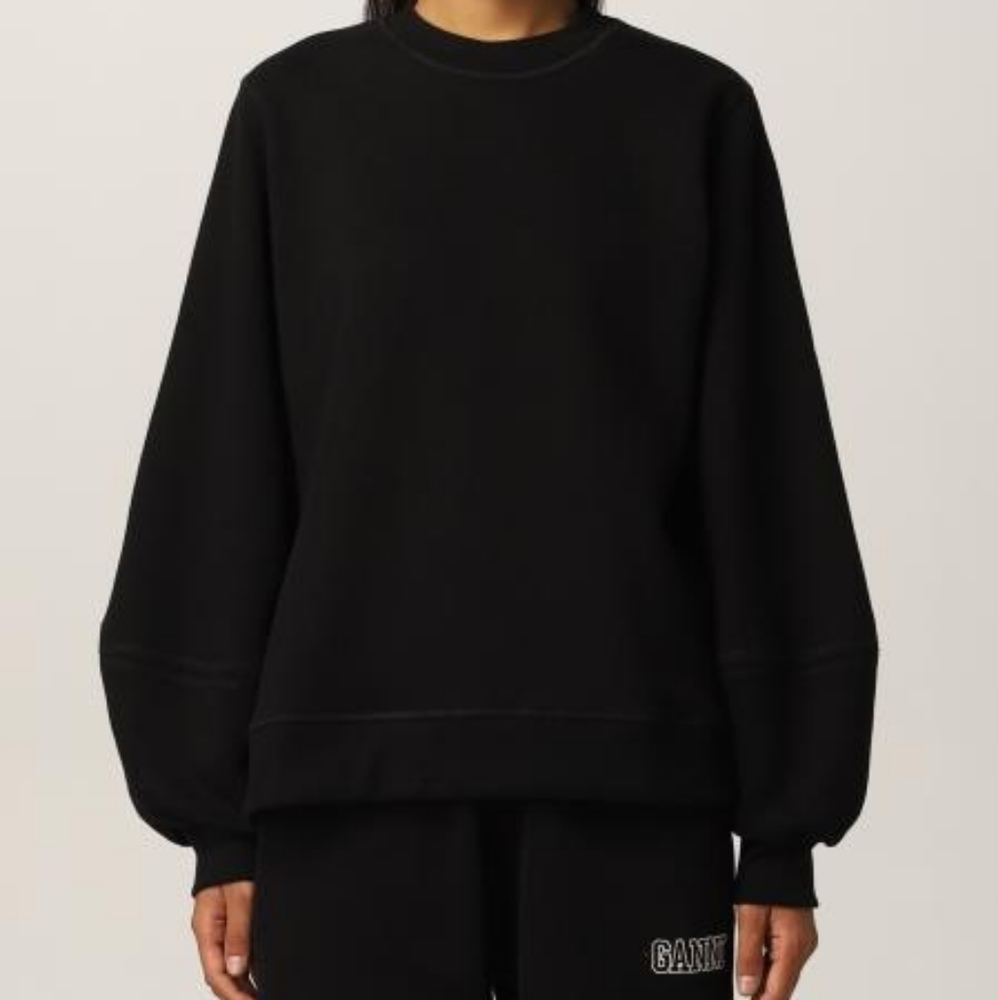 GANNI Software Isoli Puff Sleeve Sweatshirt In Black S.